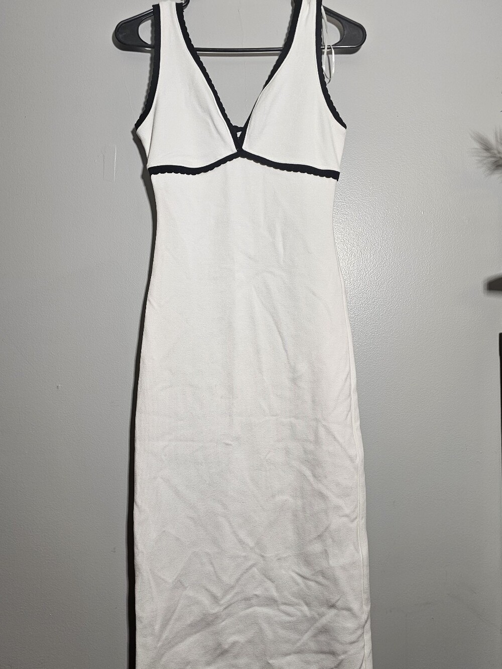 Zara White Slip Dress with Black Contrast Trim